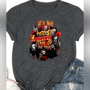 NEW HORROR BOYS🎃 Women’s Casual Short Sleeve Horror T-Shirt Halloween XXL